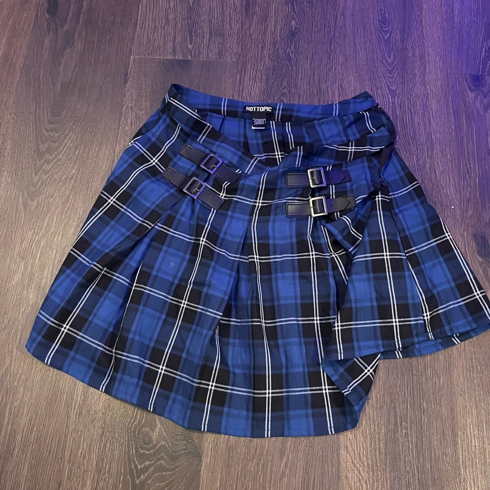 Hot Topic Blue Plaid Skirt